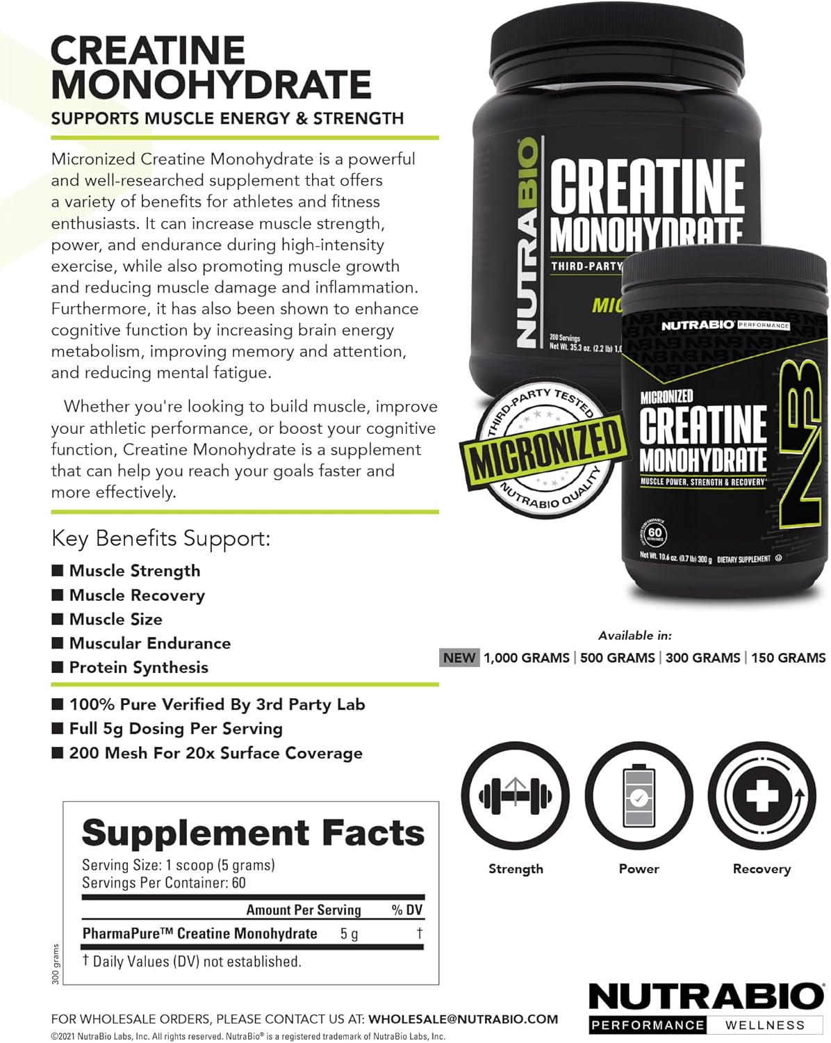 Nutrabio - Creatine Monohydrate